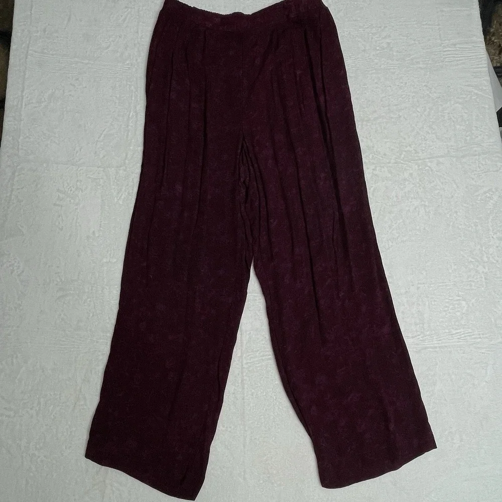 Vintage Carole Little  Size 20 ~ 2 Piece Pants Set Burgundy with‎ floral